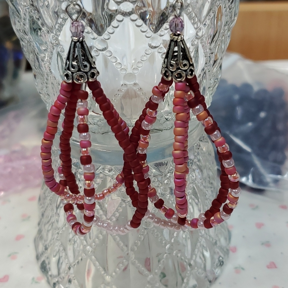 3 Strand Sterling Silver Pierced Earrings